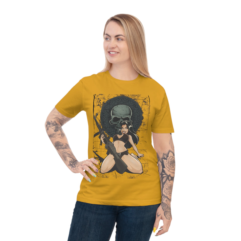 Rebellious Skull Graphic Unisex T-Shirt | Bold Yellow Design | Perfect for Edgy Casual Wear