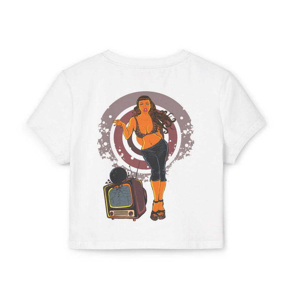 No Looking Allowed Women's Baby Tee - Stylish Graphic Crop Top for Casual Wear